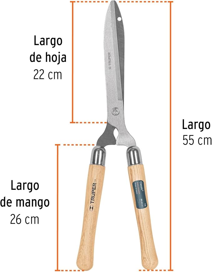 TRUPER T-19 7 1/2" Wood Handle "Classic" Hedge Shears
