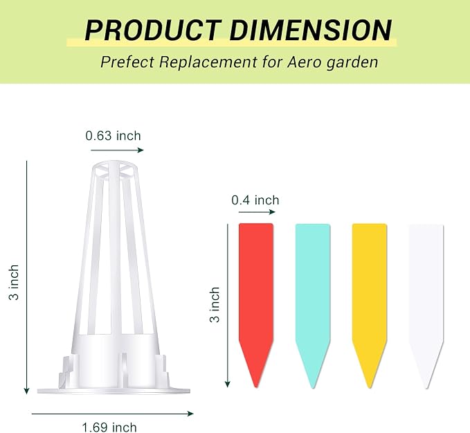 YBB 50PCS Grow Baskets, Hydroponic Seed Starter Pods Baskets Replacement Compatible with Aerogarden Hydroponic Growing System with 60 Pcs Plant Labels