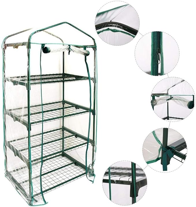 PVC Plant Greenhouse Cover - Herb and Flower Garden Green House Replacement Accessories (Just Cover, Without Iron Stand, Flowerpot)