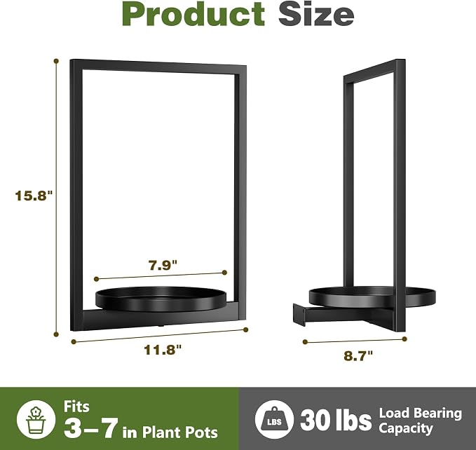 Hanging Planters for Indoor Plants - Aesthetic Photo Frame Style Wall Plant Holder - Metal Window Plant Shelves, Wall Plant Hanger for Lingving Room Home Gardening Wall Decor (3-Pack)