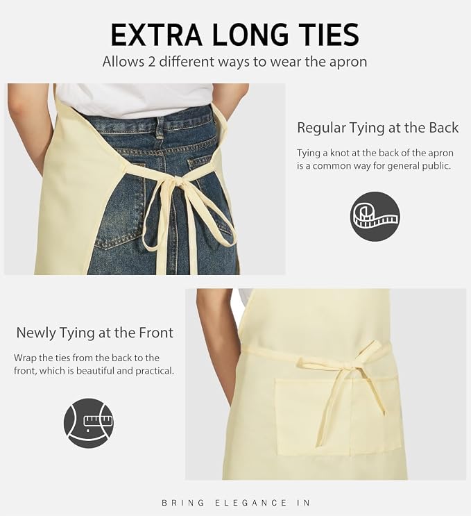 Syntus Apron for Men Women, Adjustable Cooking Kitchen Chef Aprons with 2 Pockets