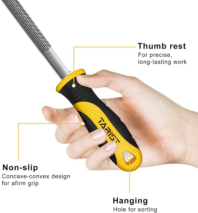 TARIST 10 inch Round Metal File, Professional Carbon Steel rat tail file 3/8 inch, Tool Sharpener for Professionals and DIY