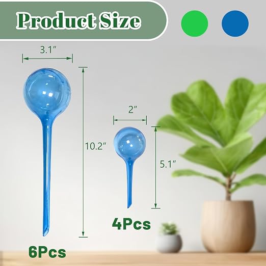 10 Pcs Self Watering Globes, Plant Watering Globes Automatic Watering Bulbs for Indoor Outdoor, Vacation Potted Plant Care Water Conservation Device (Blue)