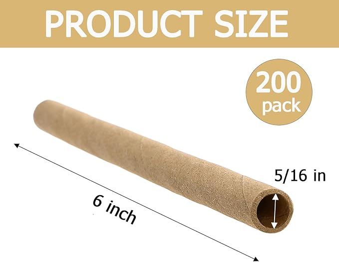 Frcctre 200 Pack Mason Bee House Tubes, 6 Inch Long x 5/16 Inch Diameter Cardboard Nesting Refill Inserts Liners Tubes for Mason Bee House Hotel Condo Beekeeper Accessory