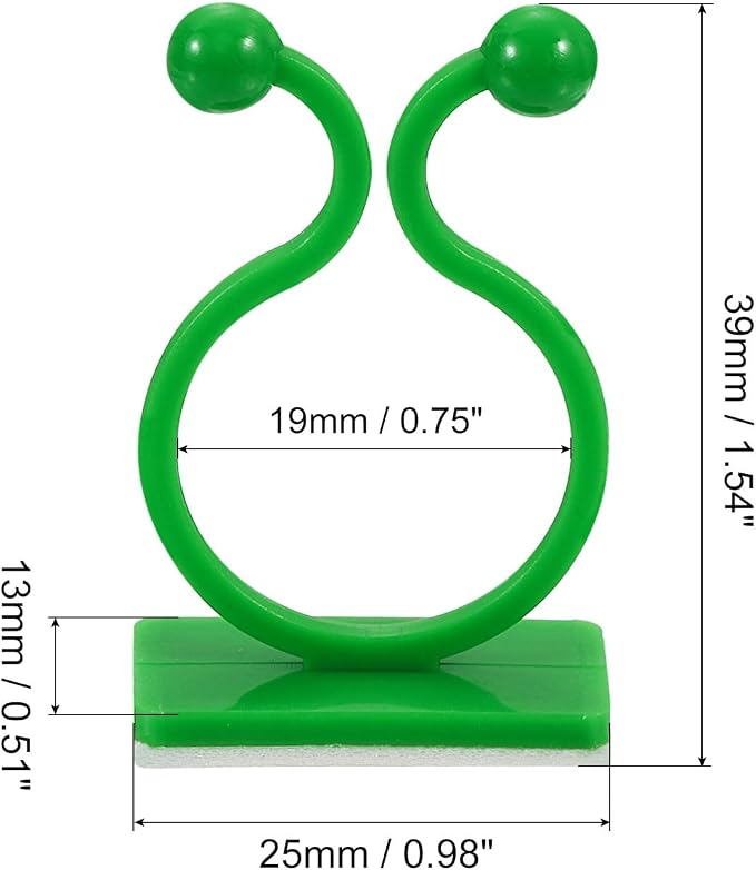 uxcell 100Pcs Plant Climbing Wall Fixture Clips, Plant Fixer Self-Adhesive Hooks Wire Fixing Supporting for Indoor Outdoor Decoration and Cable Wire Fixing (Green, 19mm/0.75")