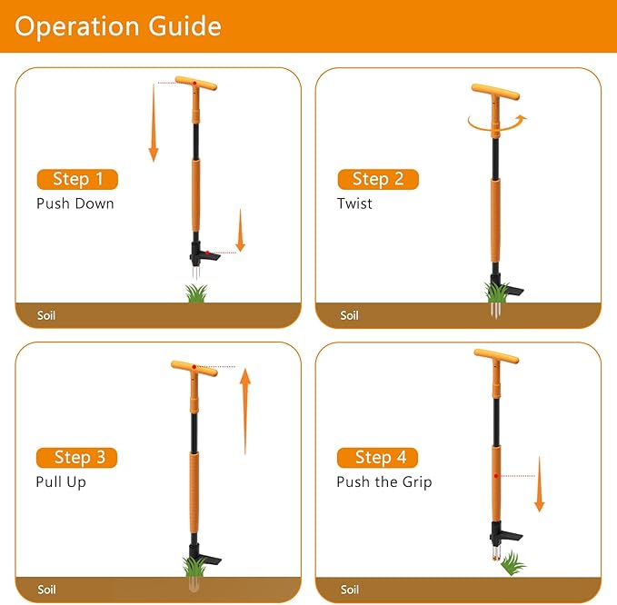 Weed Puller Tool, Fully Stand Up Weeding Tool With 3 Claws - Zero Bending and Back Saver, Effortless and Efficient Weed Remover, Durable and Lightweight Weeder, Ideal for Effortless Weed Removal