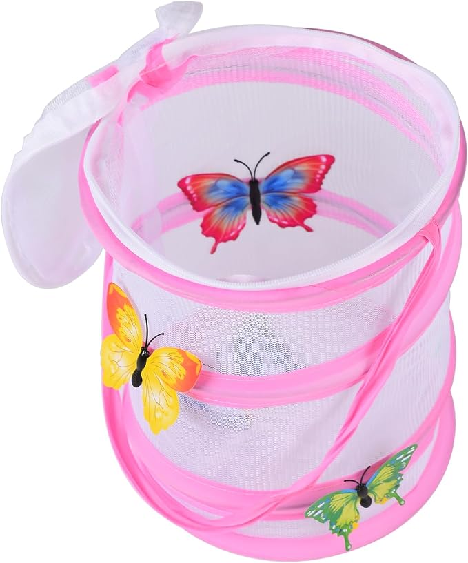 Insect Lore Butterfly Garden Habitat Foldable Washable and Reusable Butterfly Cage (Pink, S)