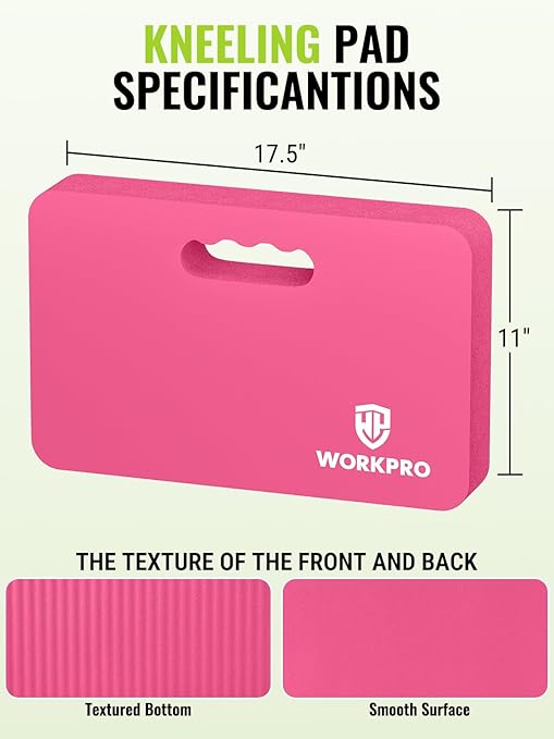 WORKPRO Extra Thick Kneeling Pad, Soft NBR Foam Cushioning for Knee, Large Foam Kneeler Mat for Gardening, Bathing Baby, Exercise, Workout Supplies, 17.5 x 11 x 1.5 in, Pink