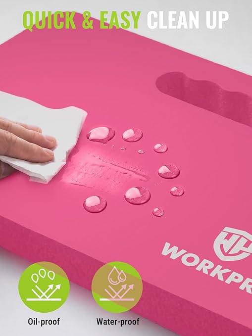 WORKPRO Extra Thick Kneeling Pad, Soft NBR Foam Cushioning for Knee, Large Foam Kneeler Mat for Gardening, Bathing Baby, Exercise, Workout Supplies, 17.5 x 11 x 1.5 in, Pink