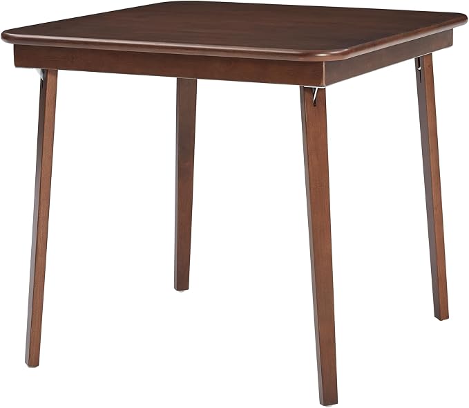 Stakmore Classic Straight Edge Square Folding Card Table 32x32 - No Assembly Wooden Foldable Card Table, Bridge, Board Game, Steel Mechanism, Folding Legs, Space-Saving, Walnut Frame