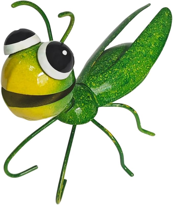 Metal Grasshopper Garden Decor Outdoor Wall Art Decor Colorful Outdoor Sculpture Yard Art Patio Entryways Unique Home Accent-Green