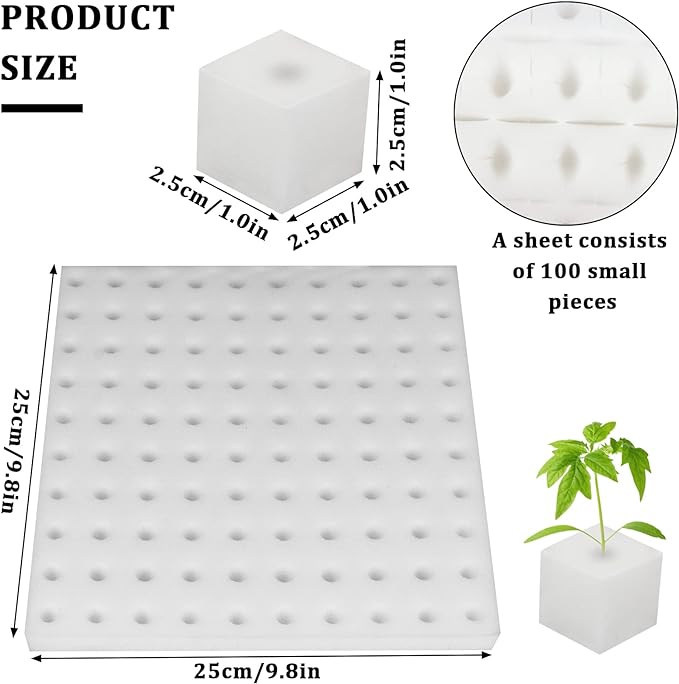 400 PCS Hydroponic Sponge Planting Tool Square Seedling Sponges Greenhouse Hydroponic Sponges Hydroponic Vegetable Planting Sponge for Small Bud Growth