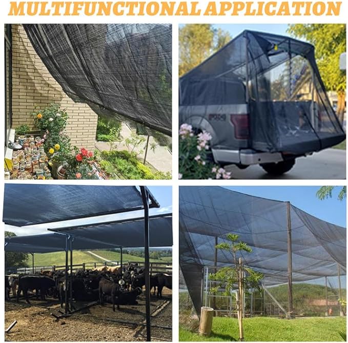 Cool Area 70% 10x12ft Sunblock Shade Cloth Cover Mesh UV Resistant Net for Garden Flower Plant Greenhouse, Black