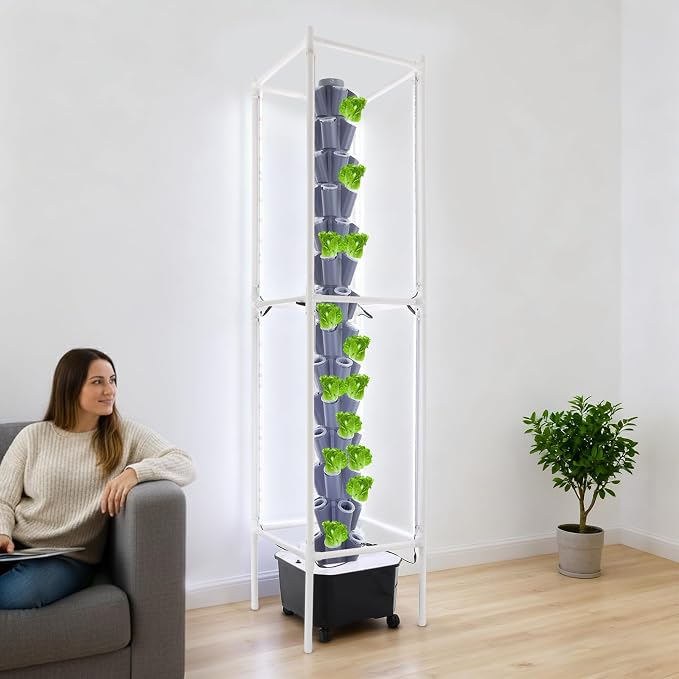 Hydroponics Growing System with LED Grow Lights, 70 Pods 14 Tiers Hydroponic Tower, Vertical Garden Planter with Water Pump & Timer, Hydroponic Germination Kit for Gardening Lover