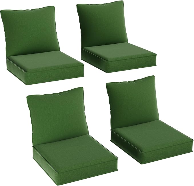 Aoxun Replacement Cushions for Outdoor Furniture, 4-Piece Outdoor Cushions for Patio Furniture, Deep Seat, Waterproof & Fade Resistant Couch Cushion for 4-Seat Patio Conversation Sets, Dark Green