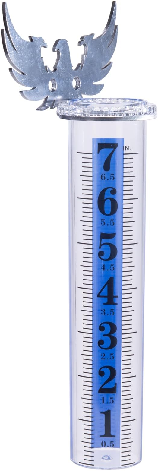7" Rain Gauge Outdoor, Upgraded Accurate Plastic Tube Best Rated with Eagle Shape Rack, Decorative Eagle Rain Measure Tool for Garden, Lawn, Patio (Style B)