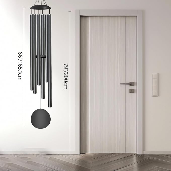 66" Wind Chimes for Outside Deep Tone - 6 Thicken Tubes Large Wind Chimes for Outdoor, Gifts for Mothers Day, Women, Mom, Grandma, Sympathy, Big Windchimes for Garden and Patio (Black)