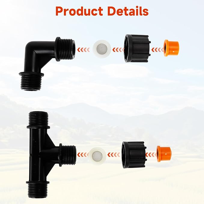 4 Nozzles Metel Boom Wand with 1/4" and 3/8" Brass Fitting, Sprayer Boom Equipped with Two Types Nozzles, Durable Metal Rods, Wide-Coverage Agricultural & Lawn Spray Attachment for Tractors/UTVs
