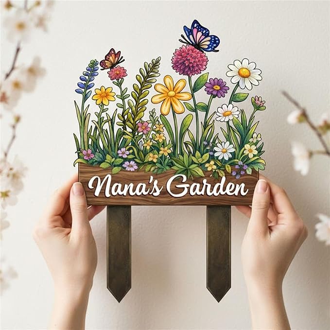 Personalized Metal Yard Sign for Mother's Day, Butterfly & Flower Garden Stake, Gift for Garden Lovers, Garden Decor, Christmas Decoration