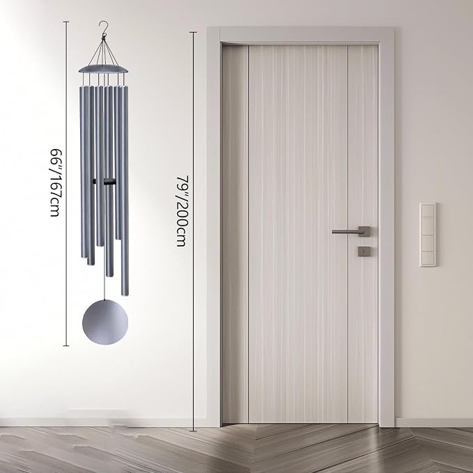 66" Wind Chimes for Outside Deep Tone - 6 Thicken Tubes Large Wind Chimes for Outdoor, Gifts for Mothers Day, Women, Mom, Grandma, Sympathy, Big Windchimes for Garden and Patio (Dusty Blue)