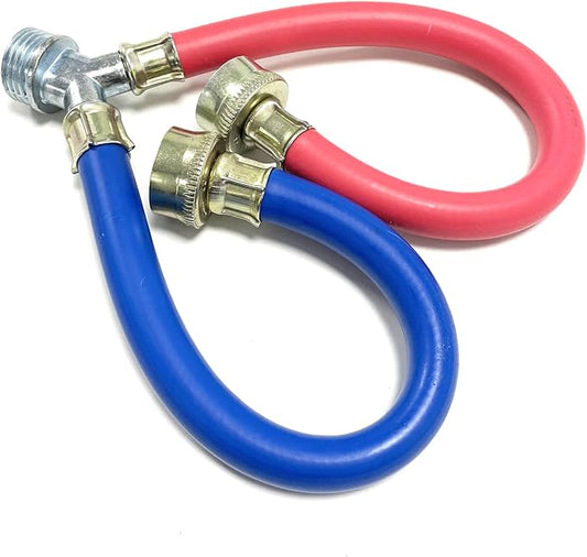 Hot Cold Washer Hose Rubber Y Mixer Plumbing Connector Burst Proof Water Line Hoses For All Washing Machine and Dryer, 3/4" Fittings, 1 FT Length