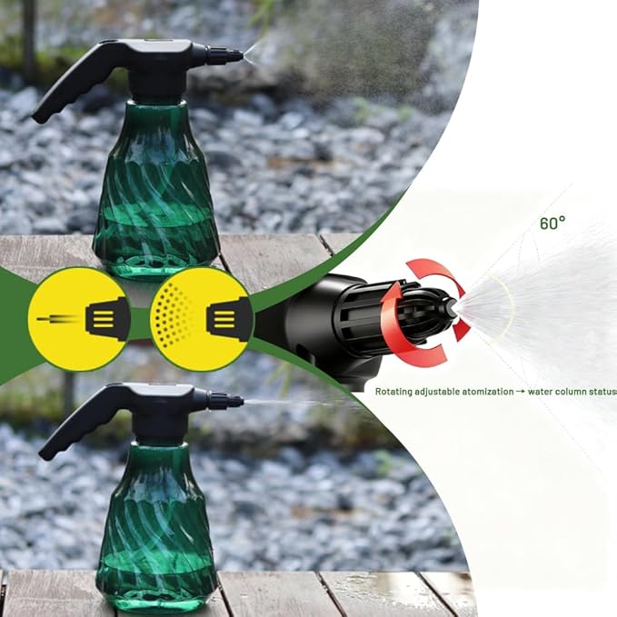 0.53 Gallon Rechargeable Electric Plant Mister Sprayer, Fine Mist & Continuous Spray for Indoor Plants, Garden, Vehicle Cleaning，Handheld Portable Sprayer with Adjustable Nozzle