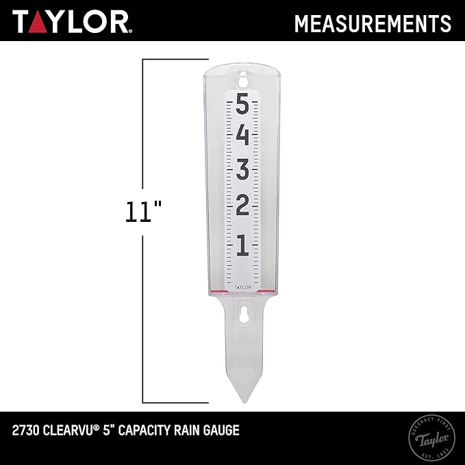 Taylor ClearVu Rain Gauge, Clear (Pack of 2)