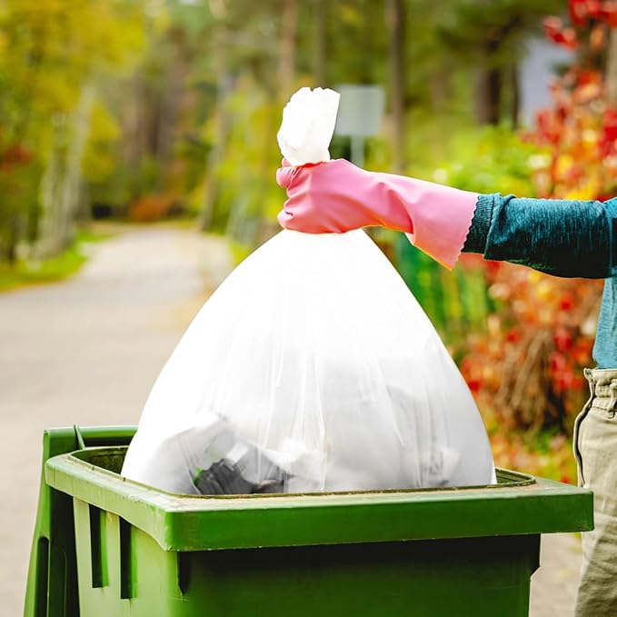 Teivio 30-33 Gallon 300 Counts Large Multipurpose Trash Bags Sturdy Garbage Bags,30 Gal 31 Gal 32Gal 33 Gal 35 Gal,Leaf Bags Outdoor Commercial Trash Can Liner for Construction Sites(Clear)