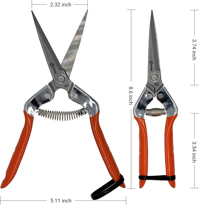 Sanung 902 Pruning Shears for Gardening, Hand Pruner Scissors with Straight Stainless Steel Blades Safety Lock Cutting Clipper for Tree Branches Plants Garden Trimmer Tool for Home Garden Yard