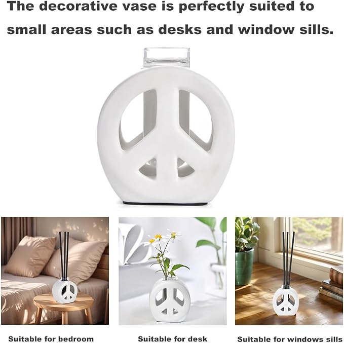 Propagation Vase, 2-in-1 Small Flower Vase and Aromatherapy Diffuser, Handcrafted Ceramic with Clear Glass Root Observation Tubes, Modern Desktop Centerpiece for Plant Lovers