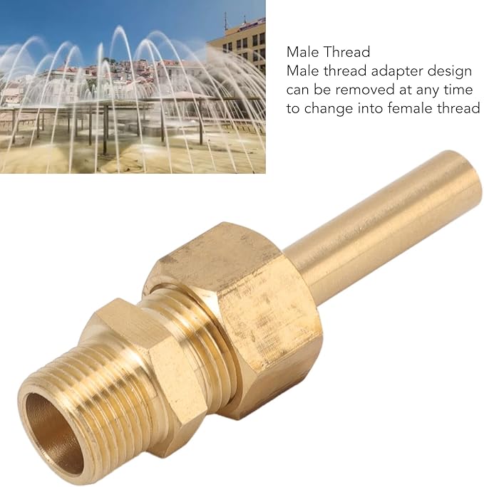 Water Fountain Nozzles, Pure Copper Large Hexagonal Direct Jet Nozzle with Male Thread, Water Fountain Nozzles, for Garden Ponds Amusement Parks Museum, Copper, G3/8