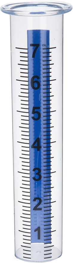 7" Plastic Rain Gauge Replacement Tube with Lid Design, Easy to Read Freeze Proof Rain Gauges (Plastic Gauge Tube (Blue Strip))