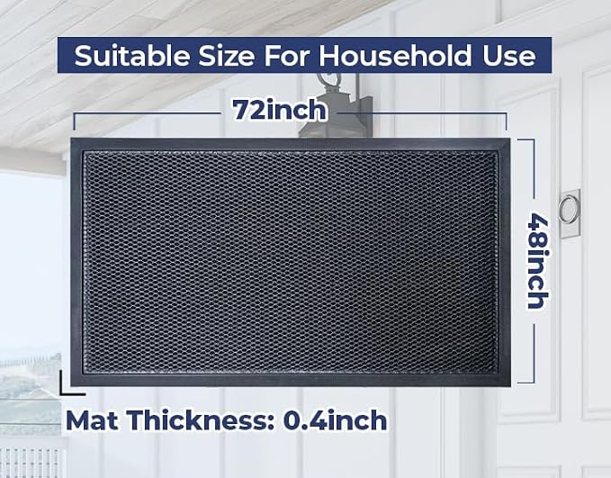 Muddy Mat® Meshy Mat™ Door Mat Heavy-Duty Quick-Dry Floor Mat, Sand & Dirt Trapper for Indoor & Outdoor, Ideal for Entrance, Mudrooms,Patios & Garages,Low-Profile,Non-Slip,Washable– Black 48"x72"x0.4"