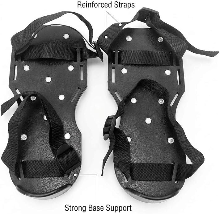 QWORK Gunite Spiked Shoes With 3/4” Short Spikes Perfect For Epoxy Floor, Overlays, Cover Installation, Green Color (Pair)