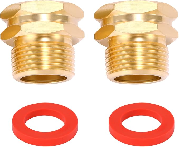 2 Pack Brass Garden Hose Adapter, 3/4" GHT Female x 3/4" NPT Male Connector,GHT to NPT Adapter Brass Fitting,Brass Garden Hose to Pipe Fittings Connect