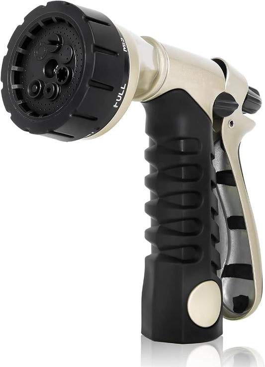 RESTMO Garden Hose Nozzle, Heavy Duty Metal Water Hose Nozzle, Hose Sprayer Nozzle with 7 Adjustable Spray Patterns, High Pressure Nozzle Watering Plants and Lawn, Pet Showering