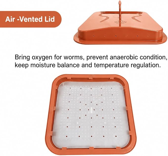 Original Vermihut ® Plus 5 – Tray Worm Composter -Sustainable Design for Both Indoor & Outdoor, Worm Compost Bin for Vermicomposting Starter, Recycling Food Wastes to Save Our Planet-Terracotta