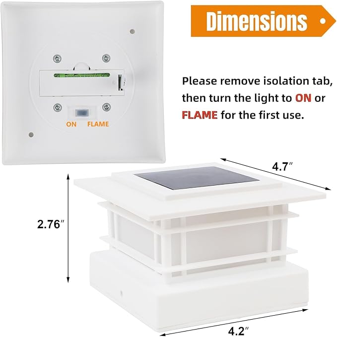 Dynaming 4x4 Solar Post Cap Lights Outdoor with Flickering Flame Light, White Shell Fence Post Solar Lights Fit Vinyl/Wooden Posts, Brightness LED Lighting Decor for Garden Deck Patio, 12 Pack