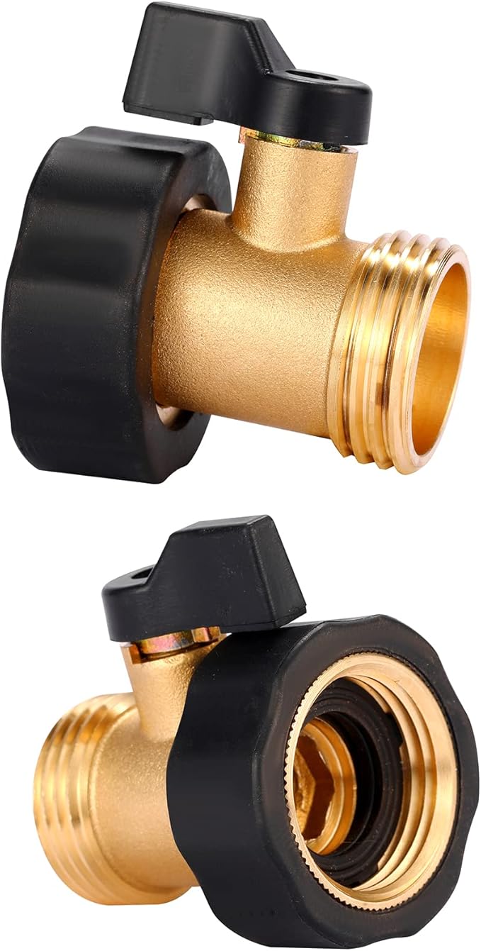 Water Hose Shut Off Valve, 4 Pack Heavy Duty 3/4 Inch Solid Brass Garden Hose Connector