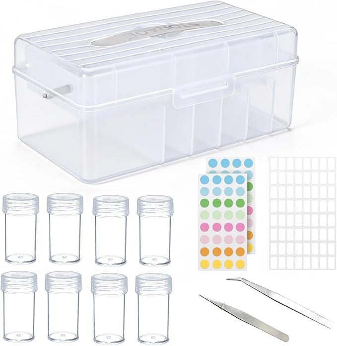 32 Slots Seed Storage Box Organizer with Label Sticker and 2 Tweezers,Portable Garden Seed Saving kit, Packet Organizer for Plant, Flower,Vegetable Seeds