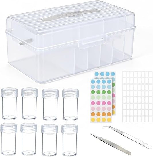 32 Slots Seed Storage Box Organizer with Label Sticker and 2 Tweezers,Portable Garden Seed Saving kit, Packet Organizer for Plant, Flower,Vegetable Seeds