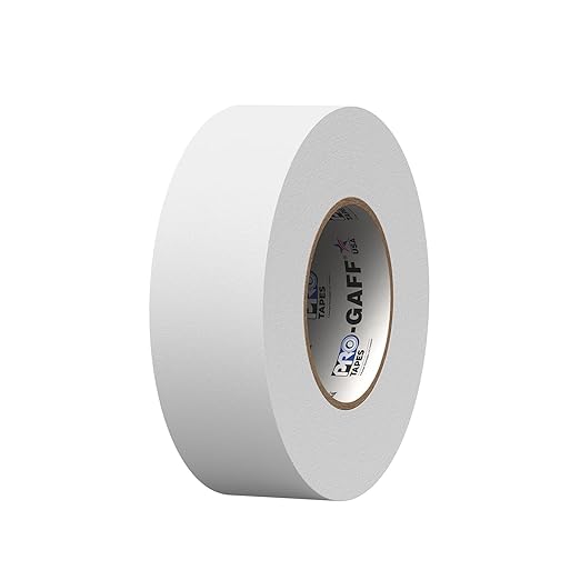 ProTapes Pro Gaff Premium Matte Cloth Gaffer's Tape With Rubber Adhesive, 11 mils Thick, 55 yds Length, 2" Width, White (Pack of 1)