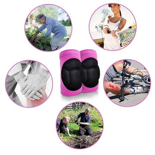 Women Knee Pads for Cleaning House Floors,Gardening Work,Carpet, Kneeling Kneepads with Soft Inner Liner, Adjustable knee pads Suitable for Adult and Elderly for Garden,Flooring Yard,Pink L, (1 Pair)