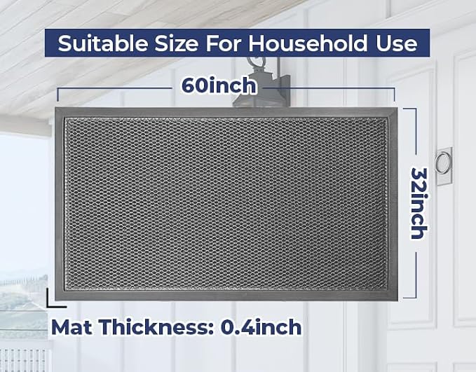 Muddy Mat® Meshy Mat™ Door Mat Heavy-Duty Quick-Dry Floor Mat, Sand & Dirt Trapper for Indoor & Outdoor, Ideal for Entrance, Mudrooms,Patios & Garages,Low-Profile,Non-Slip,Washable– Grey 32"x60"x0.4"