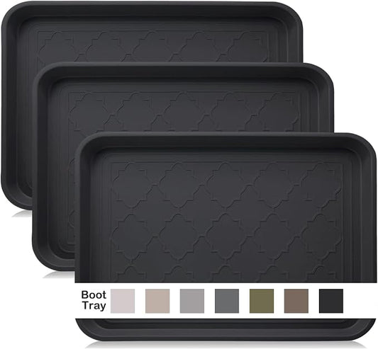 Boot Tray for Entryway Indoor, Heavy Duty Shoe Mat Tray 3 Packs, 16.7"x12.8" Waterproof Shoe Trays