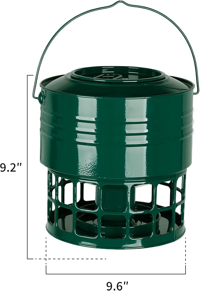 KOL Large Bird Feeder for Outdoors, 10LB Capacity Squirrel Proof Metal Feeder with 32 Feeding Ports & 3 Perches, Easy-Clean Hanging Birdfeeder for Cardinals, Bluebirds, Finches (Jasper)