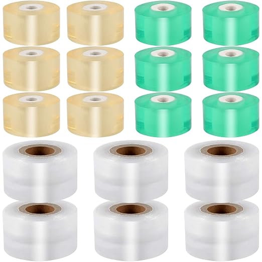 KEILEOHO 18 Pcs Grafting Tape, Stretchable Self Adhesive PVC Film for Plants & Fruit Trees, Garden Plant Nursery Tape for Repair, Budding, Propagation, Garden Grafting & Nursery Supplies, 3 Color