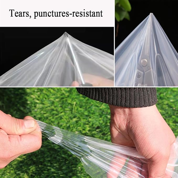 6.5x10 Ft Clear Plastic Floating Row Cover Freeze Protection, 2.4 Mil Polyethylene Plant Cover for Farm, Vegetable, Garden Beds, Greenhouse Plastic Sheeting for Frost Rain Snow Wind Against