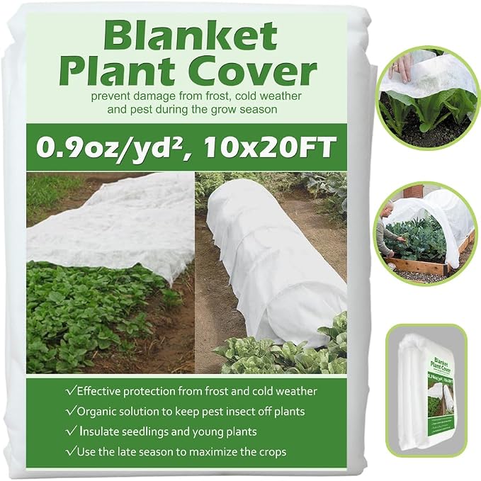 Plant Covers Freeze Protection 10 ft x 20 ft Floating Row Cover 0.9oz/yd² Garden Fabric Plant Cover for Winter Frost/Sun Pest Protection (10FT X 20FT)