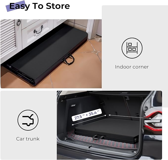 Byliable Folding Table 6ft Portable Heavy Duty Plastic Fold-in-Half 6 Foot Foldable Table Utility Dining Indoor Outdoor with Carrying Handle for Camping Picnic and Party, Black
